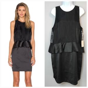 1.State Black Organza Overlay Ruffle Waist Sleeveless Cocktail Dress size Large